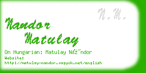 nandor matulay business card